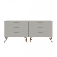 Manhattan Comfort 155GMC8 Rockefeller 6-Drawer Double Low Dresser with Metal Legs in Off White